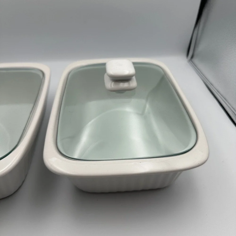 Ceramic Baking Dishes with Lids White Set of 2‎ Oven Microwave Dishwasher Safe